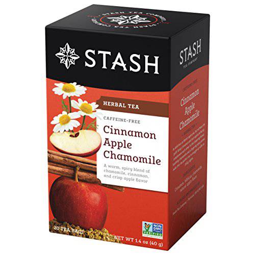 Stash Tea Cinnamon Apple Chamomile Herbal Tea - Naturally Caffeine Free, Non-GMO Project Verified Premium Tea with No Artificial Ingredients, 20 Count (Pack of 6) - 120 Bags Total