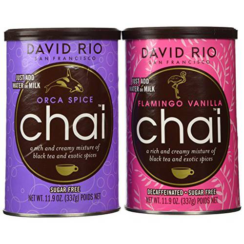 David Rio Chai Mix, Sugar Free 2 Canister Variety Pack, 11.9 Oz