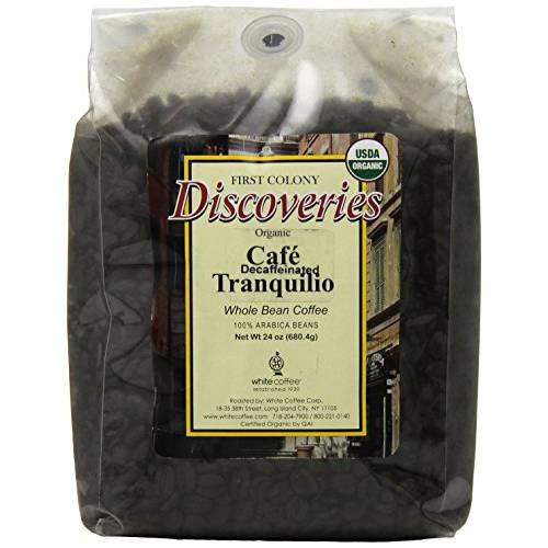 First Colony Organic Whole Bean Decaf Coffee, Caf? Tranquillo, 24-Ounce