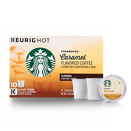 Starbucks Caramel Flavored Medium Roast Single Cup Coffee for Keurig Brewers, 1 Box of 10 (10 Total K-Cup pods)