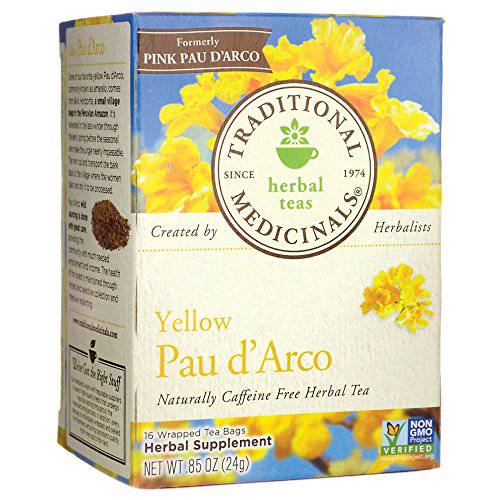 Traditional Medicinals Yellow Pau d’Arco Herbal Tea, Contributes to a Healthy You, (Pack of 1) - 16 Tea Bags