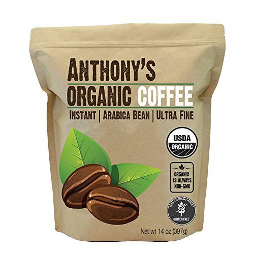 Anthony’s Organic Instant Coffee,14oz, Ultra Fine Microground, Gluten Free, Arabica, Non GMO