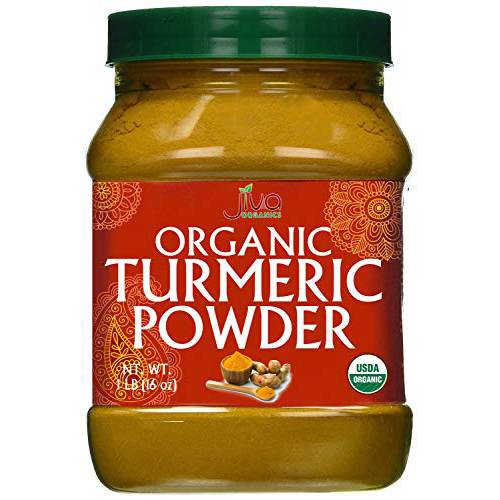 Organic Turmeric Powder 1 Pound Jar by Jiva Organics - 100% Raw with Curcumin