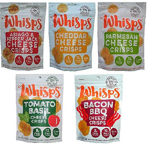 Whisps Cheese Crisps Variety Pack | Keto Snack, No Gluten, No Sugar, Low Carb, High Protein | 2.12oz (5 Pack)