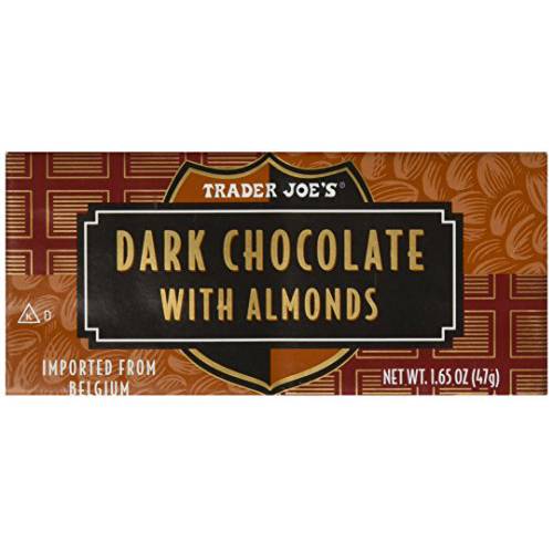 Trader Joe’s Belgian Dark Chocolate with Almonds, 1.65 oz Bars (2 Packs of 3)
