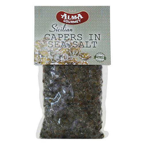 Alma Gourmet Sicilian Capers in Sea Salt Imported from Italy |1.1 Pound (500g)