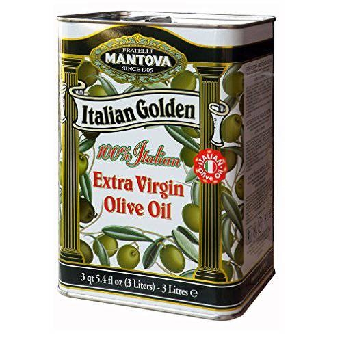 Mantova Italian Golden Extra Virgin Olive Oil 102 oz - Authentic Italian EVOO Cold-Pressed, 100% Italian Grown Olives