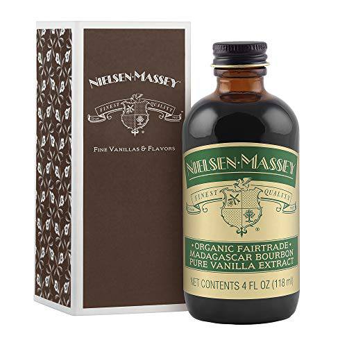 Nielsen-Massey Organic Fairtrade Madagascar Bourbon Pure Vanilla Extract, with Gift Box, 4 Ounces