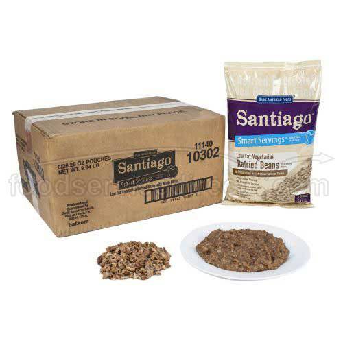 Santaigo Whole Vegetarian Refried Beans - 26.25 oz. pouch, 6 pouches per case