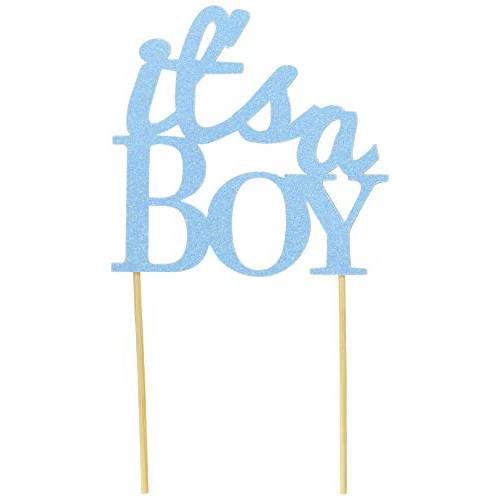 All About Details Boy Cake Topper (Glitter Pastel Blue), 5.5 x 8.5