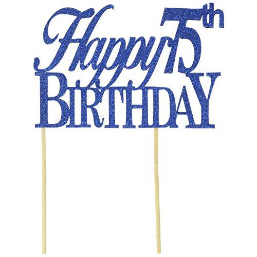 All About Details Blue Happy-75th-birthday Cake Topper, 6 x 8