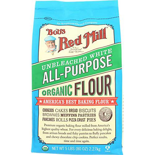 Bob’s Red Mill Flour White Unbleached Organic, 5-Pound (Pack of 4)