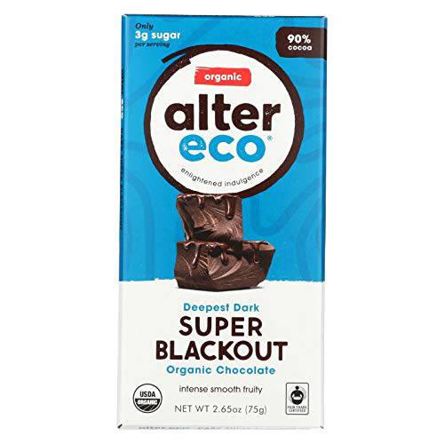 Eco | Chocolate Bars | Pure Dark Cocoa, Fair Trade, Organic, Non-GMO, Gluten Free (12-Pack Super Blackout)