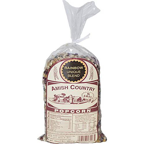 Amish Country Popcorn | 1 lb Bag | Rainbow Popcorn Kernels | Old Fashioned, Non-GMO and Gluten Free (Rainbow - 1 lb Bag)