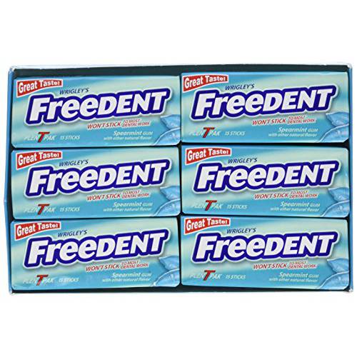 Freedent Gum Spearmint T Pak 15 Stick 12 count per box (2 Pack)