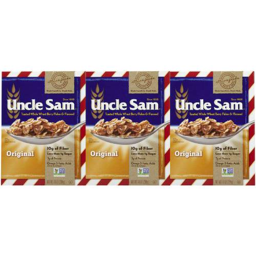 Uncle Sam Toasted Whole Wheat Berry Flakes and Flaxseed Original Cereal Boxes-10 Oz-3 Pack