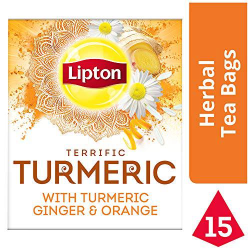 Lipton Herbal Tea Bags, Terrific Turmeric, 15 ct