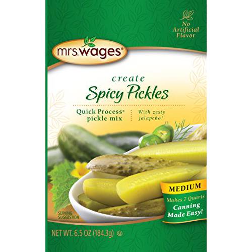 Mrs. Wages Medium Spicy Pickles Quick Process Mix 6.5 Ounce (VALUE PACK of 12)