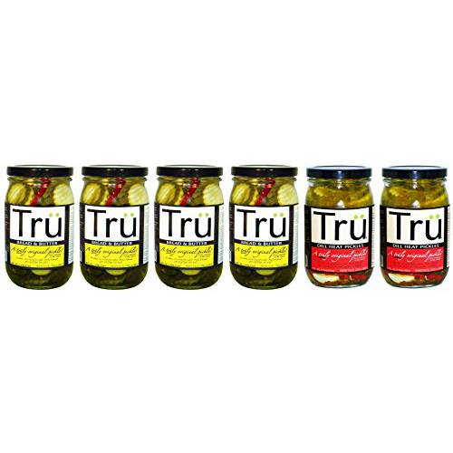 Tru Pickles 6 Piece Variety Pack, Bread/Butter and Tru Dill Heat