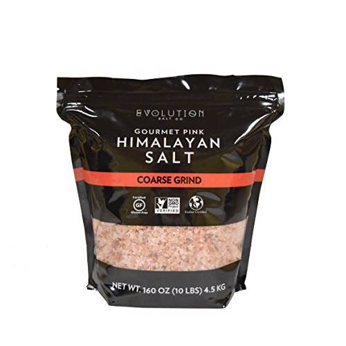 Evolution Salt Himalayan Gourmet Pink Salt, 100% Pure and Raw With 84 Trace Elements and Minerals. All Natural, Healthy, Kosher, and Non-GMO, 10lb, Coarse Grind