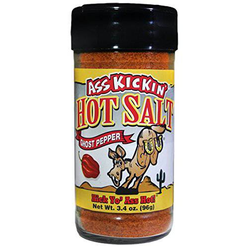 Ass Kickin’ Hot Spicy Ghost Pepper Salt – 3.4oz. Shaker Jar - Perfect Flavored Salt for Popcorn Seasoning, Margarita Salt and French Fry Seasoning - Premium Gourmet Gift