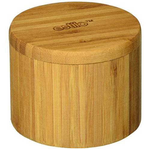 Estilo Premium Bamboo Salt and Pepper Bowls, Wooden Spice Containers with Magnetic Swivel Lids, Perfect for Salt, Spice, Sugar, Pepper
