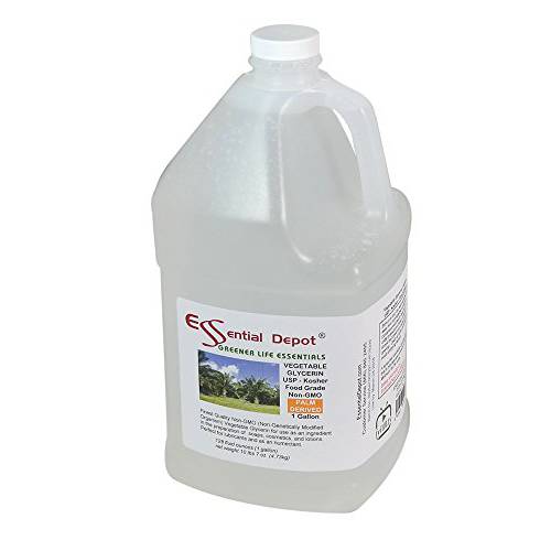 Glycerin Vegetable - 1 Gallon (10.75 lbs or 172oz net wt) - Non GMO - RSPO - Sustainable Palm Based - USP - Kosher - Pure - Pharmaceutical Grade - Safety Sealed HDPE Container with resealable Cap