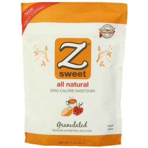 Zsweet All Natural Zero Calorie Sweetener, 1.5-Pound Pouches (Pack of 2)