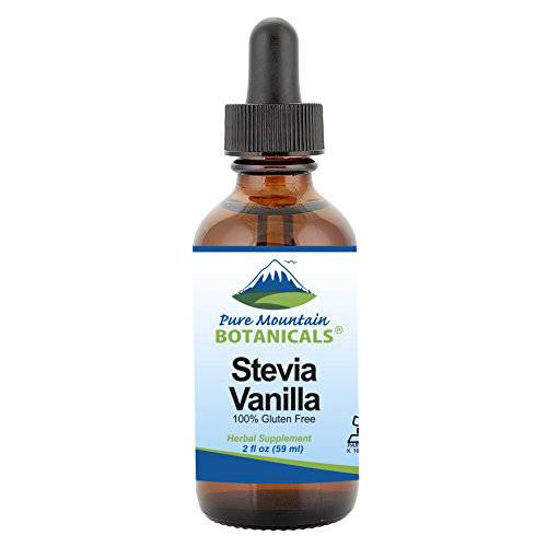 Vanilla Stevia Liquid Drops Flavored with Natural Sweet Vanilla - Alcohol Free & Kosher - 2oz Glass Bottle