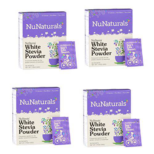 NuNaturals Nustevia White Stevia Powder, 100 Count (4-Pack)