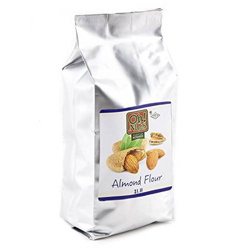 Oh Nuts Almond Ground Flour Meal | All Natural, Unblanched Almond Flour | (1 LB - 16oz) Resealable Bulk Pack | Finely Ground Flour for Cooking & Baking