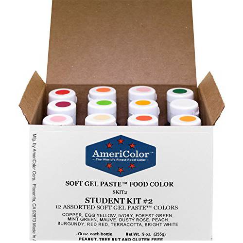 Food Coloring AmeriColor Student - Kit 2 12 .75 Ounce Bottles Soft Gel Paste Colors