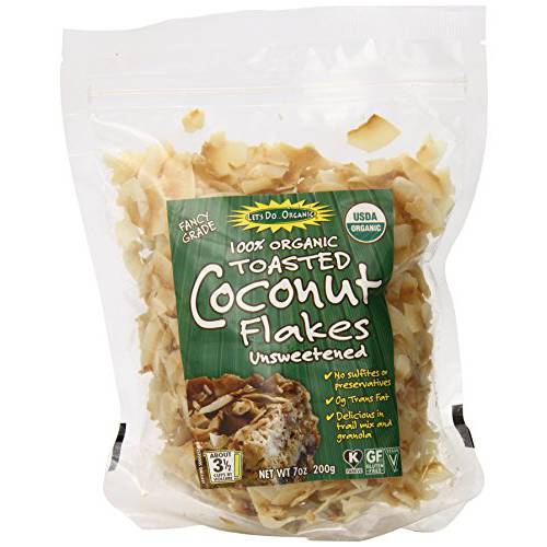Let’s Do Organic Unsweetened Toasted Coconut Flakes, 7 Ounce (Pack of 12)