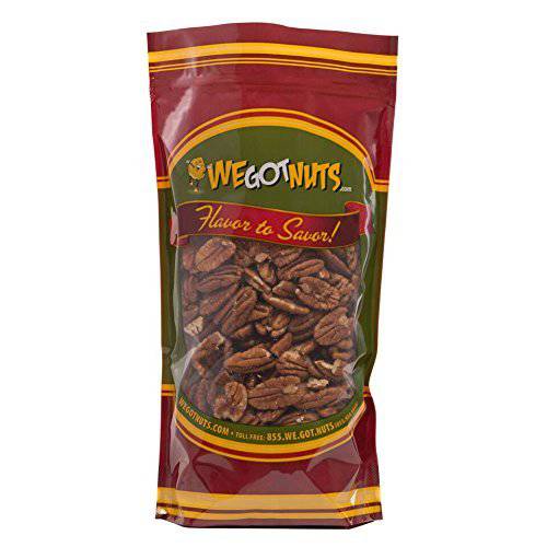 5-Pounds of 100% Natural Raw Pecan Nuts- Whole, Shelled & Unsalted Pecan Halves by We Got Nuts- Non GMO, No Preservatives- Kosher-Certified Healthy Snack- Packed Fresh In Air-Tight Resealable Bag