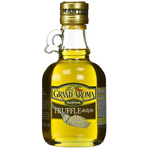 Mantova Grand’Aroma Truffle Flavored Extra Virgin Olive Oil, made in Italy, cold-pressed, 100% natural, heart-healthy cooking oil perfect for salad dressing, pasta, garlic bread, meats, or pan frying, 8.5 oz