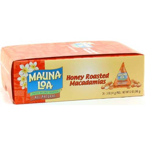 Mauna Loa Honey Roasted Macadamia Nuts, 0.5-Ounce Triangle Pack (Pack Of 24)