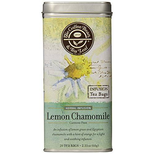 The Coffee Bean & Tea Leaf, Herbal Infusion, Hand-Picked Lemon Chamomile, Caffeine Free Tea Bags, 20 Count Tin