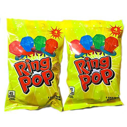 Ring Pops with Strawberry, Watermelon, Blue Raspberry and Cherry (2 Packs)