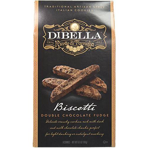 Dibella Biscotti Cookies – Authentic Italian Biscotti, Double Chocolate Fudge, 6-Count – Gourmet Cantuccini Biscotti – Rich Flavor – Crunchy Outside with Silky Middle – Classic Italian Biscotti