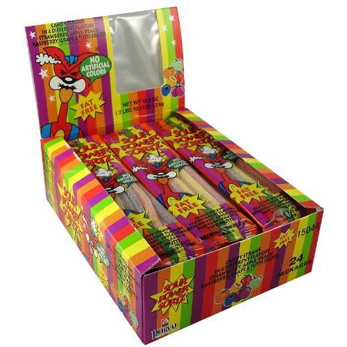 Dorval Sour Power Sortz Candy Straws Twenty Four Count Box