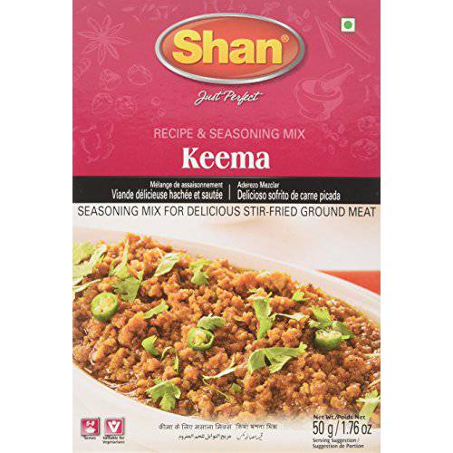 Shan Keema Recipe and Seasoning Mix 1.76 oz (50g) - Spice Powder for Delicious Stir-Fried Ground Meat - Suitable for Vegetarians - Airtight Bag in a Box