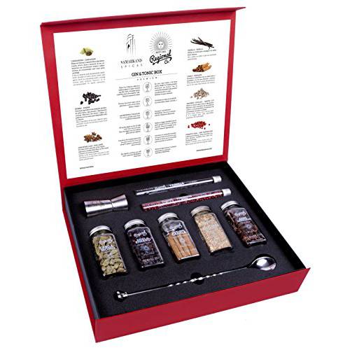 Gin and Tonic Premium Gift Set of Cocktail Botanicals and Spices with Spoon & Dispenser - Mixology Flavoring Kit