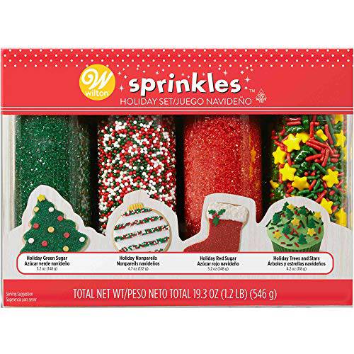 Wilton Mega Sprinkles 4-Pack 17.3oz, Traditional Christmas