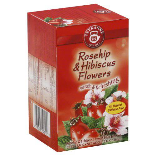 TEEKANNE TEA Rosehip & Hibiscus Flowers, 20 Teabags, 2.12 Ounce (pack of 10)