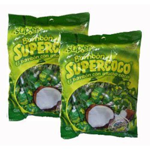 Supercoco Bombon Chupetas Caramelo Con Coco 384grs 2pack
