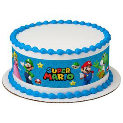 Whimsical Practicality Super Mario Bros Game on Edible Icing Image Cake Border Strips