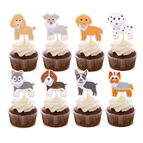 48pcs Puppy Cupcake Toppers Dog Adoption Pet Birthday Party Cake Decoration Supplies