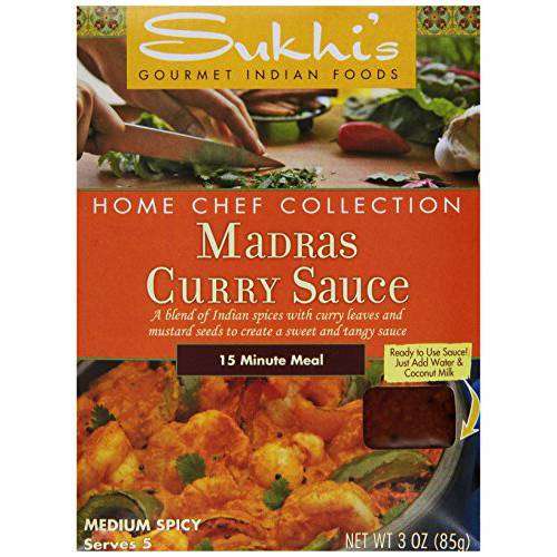 Sukhi’s Gluten-Free Indian Sauce, Madras Curry, 3 Ounce (Pack of 6) (packaging may vary)