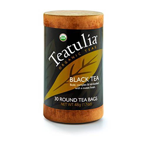 Teatulia Organic Fine-Cut Black 180 Tea Bags | 6 Canisters x 30 Paper Square Tea Bags | Natural Caffeine & Award Winning Black Tea | For Organic Tea Lovers