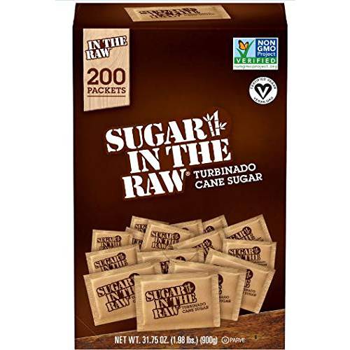 SUGAR IN THE RAW, Granulated Turbinado Cane Sugar Packets 200 Count (2 Pack)